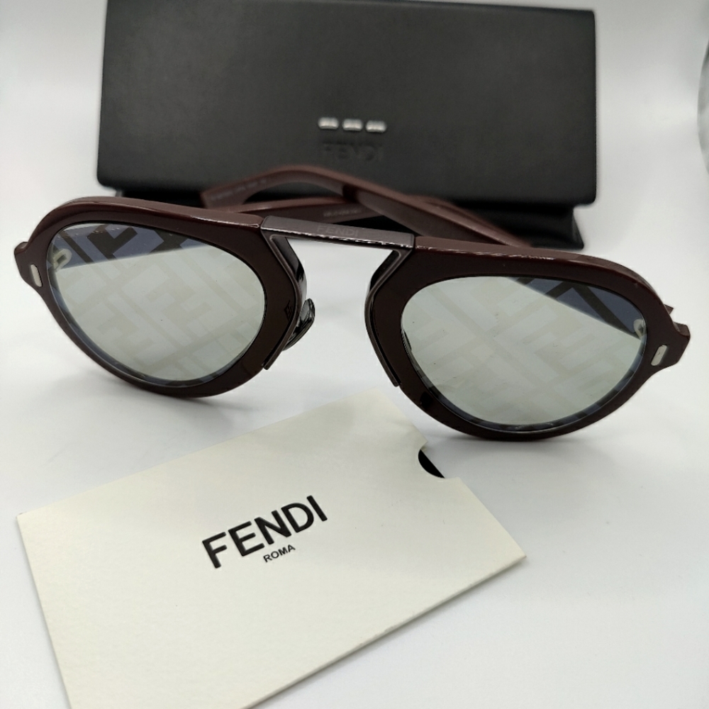 Authentic Fendi Aviator Logo Pilot Brown Sunglasses New
